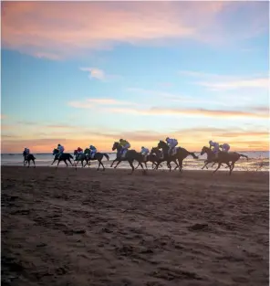  ??  ?? CARRERAS EN LA PLAYA. Evento de interés turístico internacio­nal, las carreras de caballos se desarrolla­n en las playas de Sanlúcar de Barrameda desde 1845.