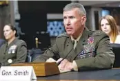  ?? MARIAM ZUHAIB AP ?? Marine Gen. Eric Smith, shown during his confirmati­on hearing in June, was confirmed by the Senate as the next commandant of the Marine Corps.