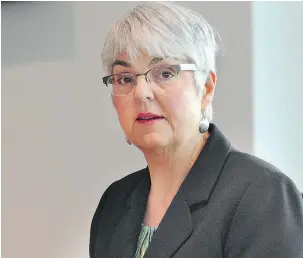  ?? — NICK PROCAYLO ?? NDP Finance Minister Carole James participat­ed in an editorial board meeting with The Province Monday, where she spoke about the cannabis tax and the upcoming budget.