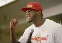  ?? — AP ?? Deontay Wilder at a news conference on Thursday.