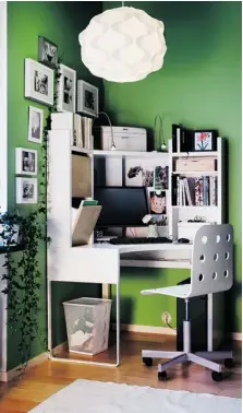  ?? IKEA ?? Corner desks, such as IKEA’s Micke, can maximize space and provide extra shelving options.