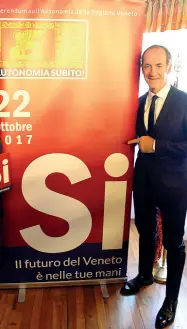  ??  ?? Comitato per il Sì Il presidente della Regione Luca Zaia ha lanciato il comitato per il Sì al referendum del 22 ottobre