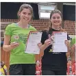  ?? FOTO: KÖTHE ?? Nina Mörch (l.) und Annika Köthe vom TVW schafften es beim Deutschlan­dpokal ins „Dream-Team“der weiblichen Jugend A/B.