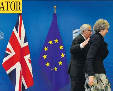  ?? JOHN THYS/AFP/GETTY IMAGES ?? British Prime Minister Theresa May and European Commission chief Jean-Claude Juncker held Brexit negotiatio­ns Monday at the European Commission in Brussels, but a deal for the U.K.’s European Union exit was not reached.