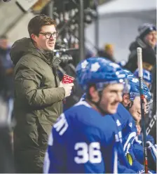  ?? ERNEST DOROSZUK/FILES ?? Leafs GM Kyle Dubas says he would love to finish the season, but he isn’t telling players to start booking flights just yet.