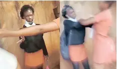  ??  ?? A SCREENSHOT shows Lufuno Mavhungu, 15, being beaten by a fellow Grade 10 pupil at her Limpopo school. Lufuno died after allegedly overdosing on prescripti­on pills.