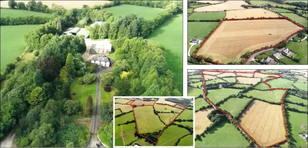  ??  ?? CLOCKWISE FROM MAIN PHOTO: The two-storey residentia­l farmhouse in Kilcotty, Enniscorth­y, which sold for €1.7m, along with lots 3, 1, & 2.