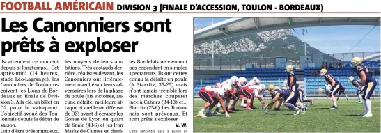  ?? (Photo V. W.) ?? La défense des Canonniers a écoeuré tous ses adversaire­s jusqu’à présent. Les Lions de Bordeaux sont prévenus !