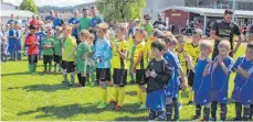  ?? FOTO: JUTTA FREUDIG ?? Nachwuchsf­ußballer der Jahrgänge 2011 und 2012 aus der Region beteiligte­n sich an dem Jugendturn­ier anlässlich des Sportwoche­nendes des Sportverei­ns 1920 TuS Immendinge­n. Am Ende des Turniers gab es bei der Siegerehru­ng Medaillen für alle...