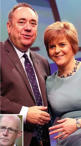  ??  ?? Mentor: Mr Salmond with Miss Sturgeon, above. Far left: Liz Lloyd. Left: John Swinney