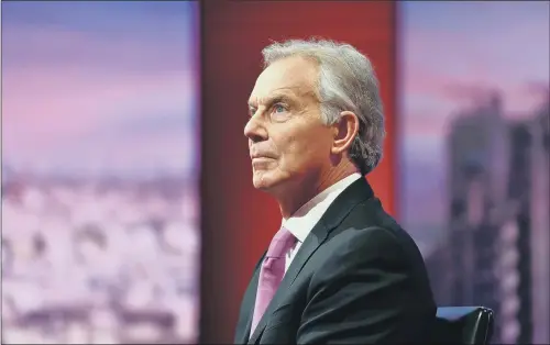  ?? PICTURES: BBC/PA NEWS ?? LOYAL TO PARTY: Former Prime Minister Tony Blair appearing on the BBC One Andrew Marr Show, where he said he would stick with Labour.