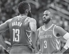  ?? Yi-Chin Lee / Staff photograph­er ?? The Rockets’ experiment involving the pairing of James Harden and Chris Paul didn’t work after two seasons and two disappoint­ing playoff exits.