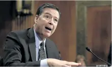  ?? CAROLYN KASTER/THE ASSOCIATED PRESS ?? FBI Director James Comey testifies on Capitol Hill in Washington D.C. , Wednesday, before the Senate Judiciary Committee hearing.