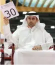  ?? Pawan Singh / The National ?? Hamed Salem, above, was the highest bidder, paying Dh900,000 for three young camels during the auction at Adihex 2017, at Adnec