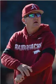  ?? (NWA Democrat-Gazette/Andy Shupe) ?? Arkansas baseball Coach Dave Van Horn said recently he was in favor of college athletes in spring sports getting a year of eligibilit­y back after the season was canceled.