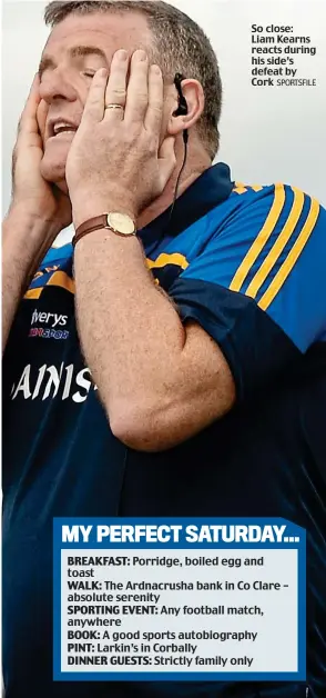  ?? SPORTSFILE ?? So close: Liam Kearns reacts during his side’s defeat by Cork