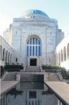  ??  ?? Favourite . . . Sculptures at The Australian War Memorial and (right) commemorat­ive courtyard featuring the pool of reflection.