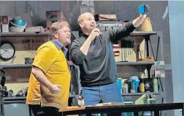  ?? Photograph­s by Ken Howard Santa Fe Opera ?? CREATIVE GUYS Steve Wozniak (Garrett Sorenson), left, and Steve Jobs (Edward Parks) make a discovery.