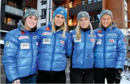  ?? Bild: NISSE SCHMIDT ?? KONKURRENT­ERNA. Maria Pietilä Holmner, Emelie Wikström, Frida Hansdotter och Anna Swenn-larsson hoppas alla på en plats i lagtävling­en till OS.
Frida Hansdotter:
2-3-3-5-4.
Anna Swenn-larsson:
10-10-22-6-7.
Estelle Alphand:
8-5-23-25.
Emelie...