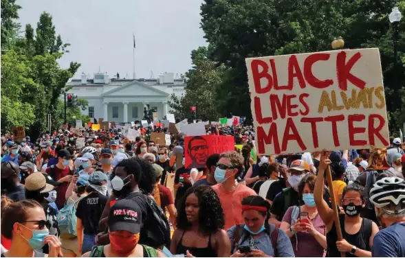  ??  ?? A Black Lives Matter protest outside the White House in Washington DC.