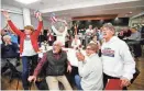  ?? ?? Supporters of school board candidate Susan Provance, including members of the United Springfiel­d PAC, celebrated Tuesday when election results showed she was the top vote-getter.