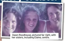  ??  ?? Dawn Roodhouse, pictured far right, with her sisters, including Elaine, centre.