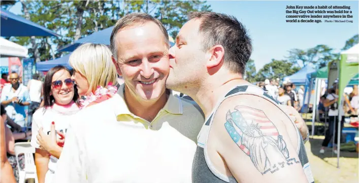  ?? Photo / Michael Craig ?? John Key made a habit of attending the Big Gay Out which was bold for a conservati­ve leader anywhere in the world a decade ago.