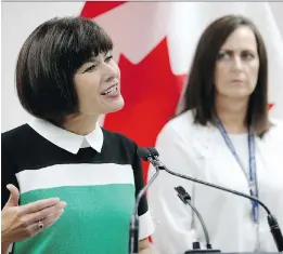  ?? JULIE OLIVER ?? Federal Health Minister Ginette Petitpas Taylor, left, met Thursday with Deidre Freiheit, executive director of Shepherds of Good Hope, which has applied for permission to set up a safe injection site in Ottawa.