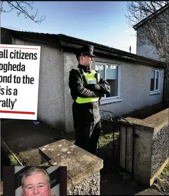  ??  ?? Gardai at the crime scene in Rathmullen last week and inset, Mayor Paul Bell.