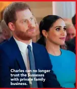  ??  ?? Charles can no longer trust the Sussexes with private family business.