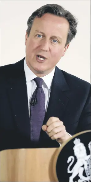  ?? PICTURE: PA. ?? PRESCRIPTI­ON: Prime Minister David Cameron giving his first major speech since the General Election, at a GP surgery in the West Midlands at which he set out his vision for the NHS.