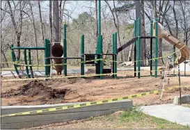  ?? Doug Walker / Rome News-Tribune ?? Floyd County Parks and Recreation Department Director Kevin Cowling told board members work on this playground at Ridge Ferry Park should be complete within a couple of weeks.