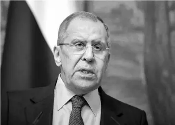  ?? YURI KOCHETKOV/EUROPEAN PRESSPHOTO AGENCY ?? Russian Foreign Minister Sergey Lavrov called sanctions imposed Thursday by President Biden “absolutely unfriendly and unprovoked.” Russia retaliated Friday to sanctions by the United States.