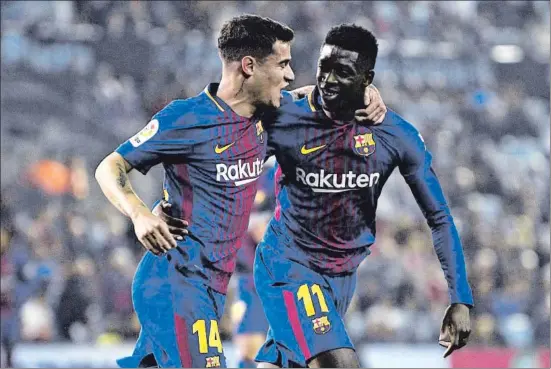  ?? OCTAVIO PASSOS / GETTY ?? Coutinho y Dembélé han jugado contra el Madrid con sus anteriores equipos y nunca han podido derrotarle