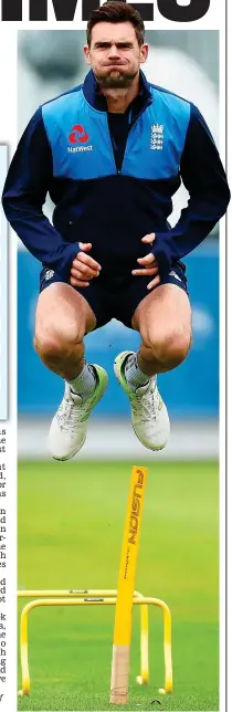  ?? ACTION IMAGES/REUTERS ?? Up for it: Anderson trains at Lord’s ahead of tomorrow’s final Test