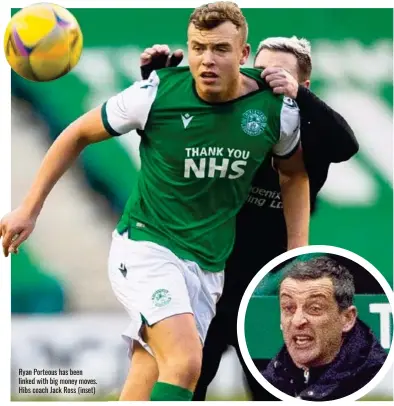  ??  ?? Ryan Porteous has been linked with big money moves. Hibs coach Jack Ross (inset)