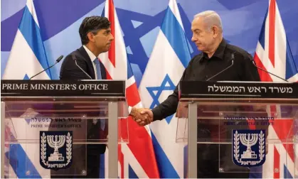  ?? Photograph: Simon Walker/No 10 Downing Street ?? Rishi Sunak meets the Israeli prime minister, Benjamin Netanyahu, on Thursday.