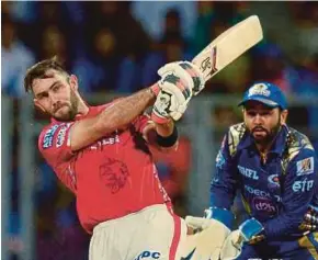  ?? AFP PIC ?? Kings XI Punjab’s Glenn Maxwell in action in the Indian Premier League match against Mumbai Indians on Thursday.
