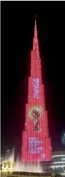  ?? Photo by Dhes Handumon ?? The Fifa World Cup Trophy projected on Burj Khalifa. —