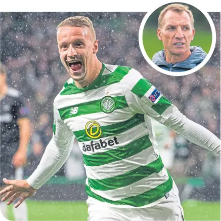  ??  ?? Leigh Griffiths celebrates scoring the winner against Rosenborg in Thursday night’s Europa League tie