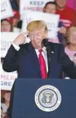  ??  ?? US President Donald Trump speaks at a rally in Fayettevil­le.