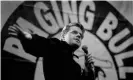  ??  ?? Izzard doing standup at the Boulevard Theatre’s Raging Bull club night in the late 80s. Photograph: -