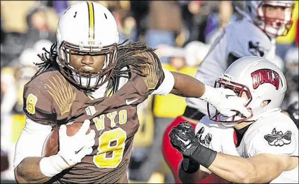  ?? GETTY IMAGES ?? Wyoming running back Brian Hill says he plans to learn from veterans Devonta Freeman and Tevin Coleman to help his new team.