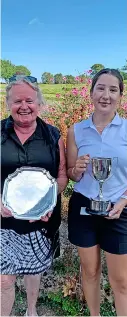  ?? ?? Catherine Hughes with 2021 Bath Golf Club Ladies Champion Jess Hays