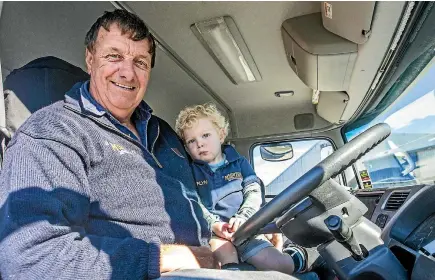  ?? PHOTO: DOUG FIELD/STUFF ?? Bob Mehrtens, with grandson Flynn Halliwell, will compete in the world ploughing championsh­ips in Kenya next month.