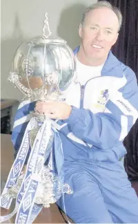  ??  ?? Sammy McIlroy was manager of the Macc side which lifted the FA Trophy in 1996