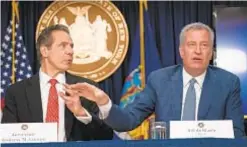  ?? BARRY WILLIAMS/FOR NEW YORK DAILY NEWS ?? The latest snipe-fest installmen­t between Gov. Cuomo and Mayor de Blasio features different opinions on city’s effort to reform the NYPD.