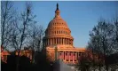  ??  ?? The US Capitol is shown at sunset on the day of Joe Biden’s inaugurati­on. Photograph: Brandon Bell/Reuters