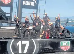  ?? AFP ?? Oracle Team USA celebrate after beating Emirates Team New Zealand.