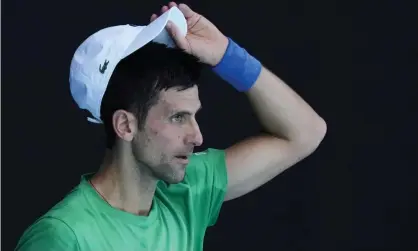  ?? ?? Novak Djokovic practises at Margaret Court Arena on Thursday as Stefanos Tsitsipas becomes the latest player to criticise the world No1 ahead of the Australian Open Photograph: Mark Baker/AP